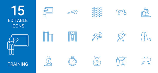 Training icons Royalty Free Vector Image - VectorStock