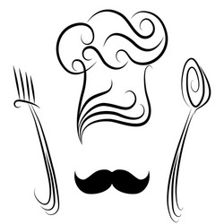 Chef hat spoon and fork Royalty Free Vector Image