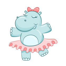 hand drawn line cute hippo ballet dancer Vector Image