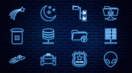 set line alien server data web hosting folder vector image