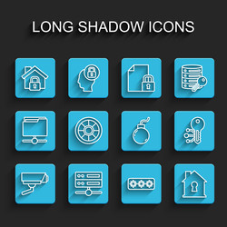 set line security camera server data web vector image