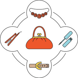 womens purse contents color icons set Vector Image