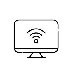 desktop computer with wifi symbol on it pixel vector image