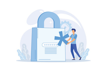 man with key near computer and account login vector image