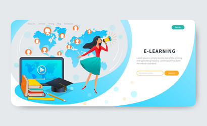 online education courses e-learning web banner vector