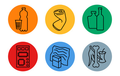 waste sorting with different garbage types vector image