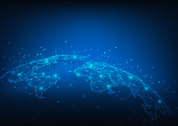 global network connection world map point vector image