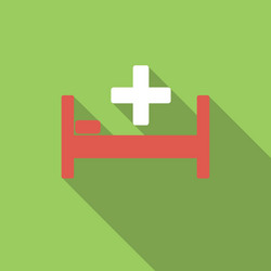 Hospital bed flat icon vector