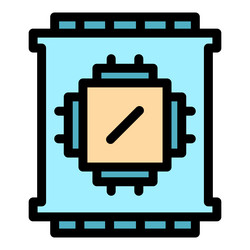 computer processor icon color outline vector image