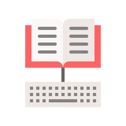 Open book and keyboard icon e learning concept vector