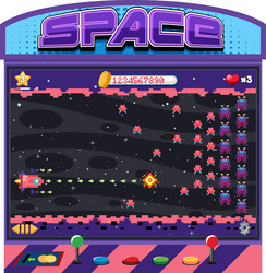 Retro arcade pixel space game interface vector