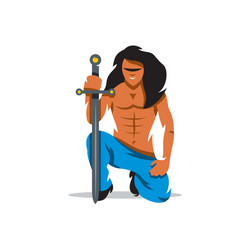 viking warrior with sword cartoon Vector Image