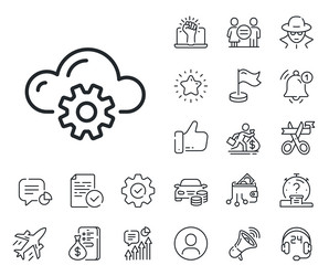 Cloud computing process line icon internet data vector