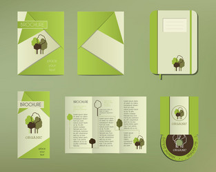 green and organic corporate identity set template vector