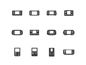 handheld game console icon set in glyph style vector image