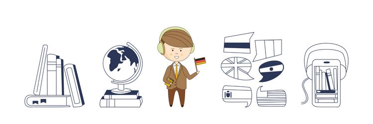 foreign language learning and study line element vector image