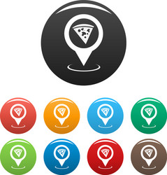 pizza map pointer icons set simple vector