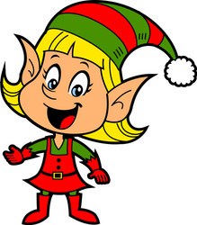Smiling Christmas Elf Girl Vector Image