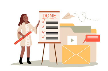 work of woman with checklist paper document tiny vector image