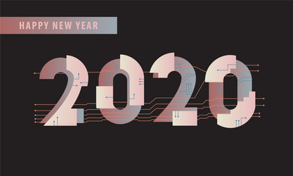 2020 happy new year abstract electronical virtual vector image