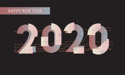 2020 happy new year abstract electronical virtual vector