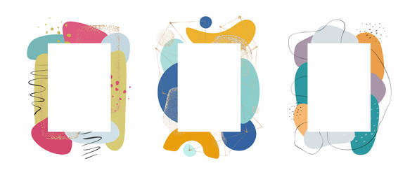 abstract liquid shapes and blobs frame set design vector image