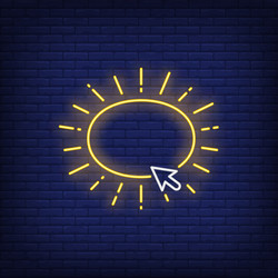 Button and arrow cursor neon sign Royalty Free Vector Image