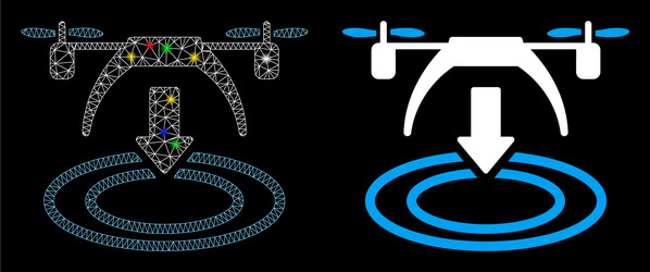 Flare mesh network copter landing icon with vector