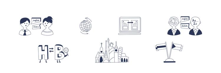 foreign language learning and study line element vector image