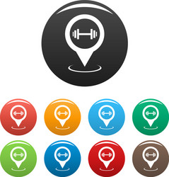 Gym map pointer icons set simple vector