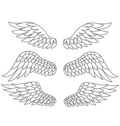 Heraldic bird angel wings set Royalty Free Vector Image