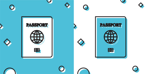 black passport with biometric data icon isolated vector image