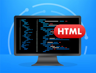 computer monitor showing html programming code vector image