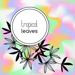 round copyspace frame with palm leaves vector