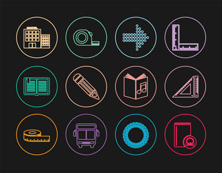 set line audio book triangular ruler dots arrow vector image