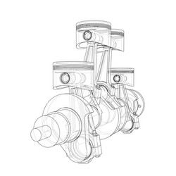 Engine Piston Wireframe 3D Rendering vector image