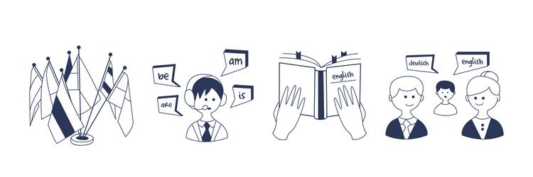 foreign language learning and study line element vector image