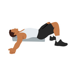 Man doing foam roller chest opener exercise Vector Image