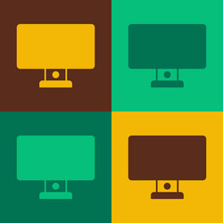 pop art computer monitor icon isolated on color vector image
