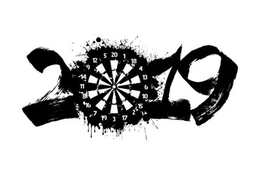 abstract number 2019 and a dartboard from blots vector image
