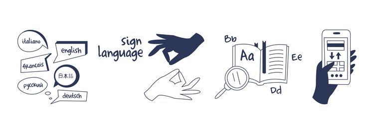 foreign language learning and study line element vector image