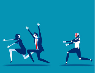 Human has become the servant for robot Royalty Free Vector