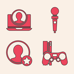 set game console with joystick create account vector image