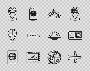 set line passport with biometric data plane vector image