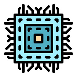 component processor icon color outline vector image