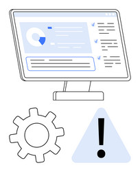 computer monitor displaying data dashboard vector image