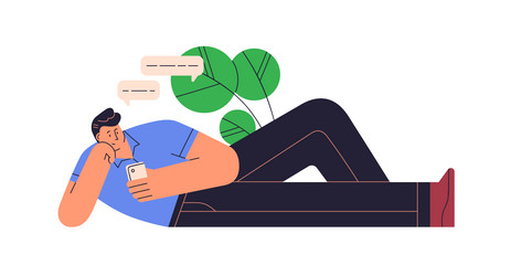 man texting messages using mobile phone person vector image