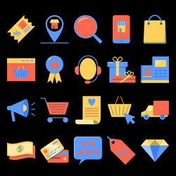 internet commerce icon set in flat style vector