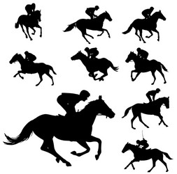 Jockey Silhouettes - Racing Horses Vector Image