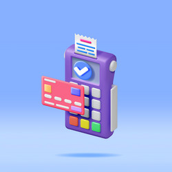 3d payment terminal with card and receipt vector image